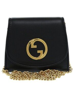 Gucci Chain Wallet Blondie Leather Black Bifold 1206